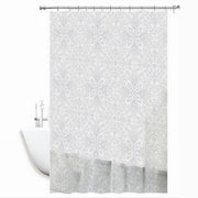 Trade Shop - Tenda Doccia Vasca Bianca Impermeabile Pvc 240 X 200cm Decorata Con Foglie 69514 -