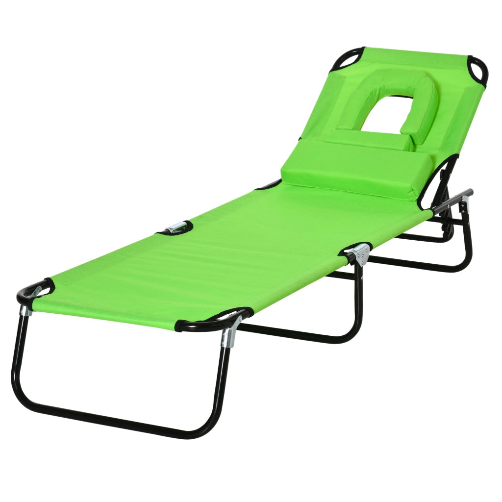Tumbona pieghevole con schienale regolabile e cuscino ¨C zephmum ¨C verde 190x56x28 cm