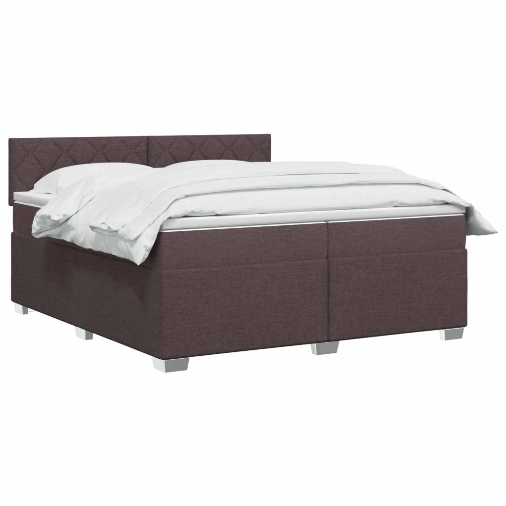 Letto con Box Spring, Materasso e LED Marrone Scuro Tessuto 3452032