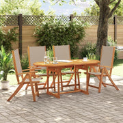 Set da pranzo da giardino 5 pezzi in legno massello di acacia e textilene, set tavolo e sedie da giardino, tavolo terrazza esterna e sedie, set terrazza, mobili da giardino esterno - 3279322