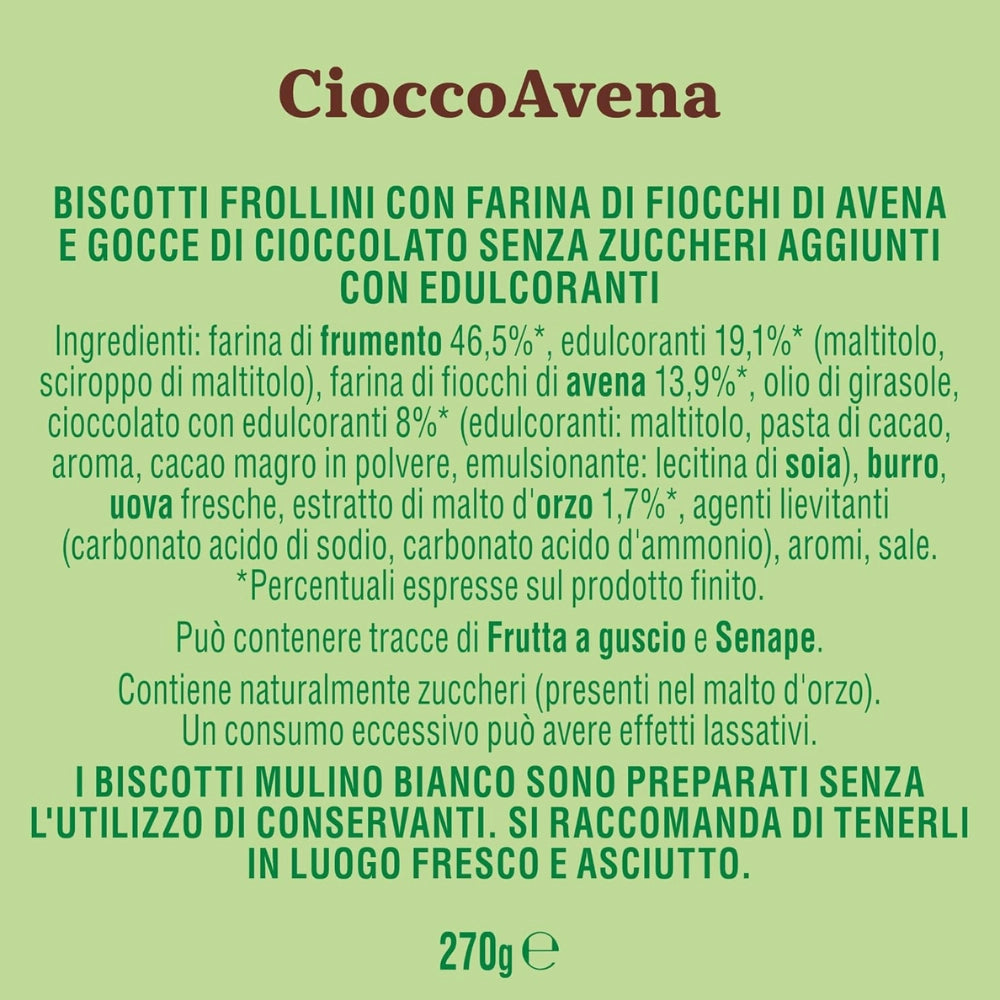 Mulino bianco cioccoavena biscotti frollini confezione 270 grammi