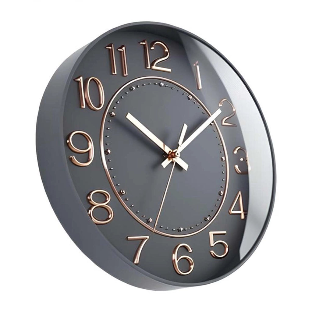 Orologio da parete silenzioso da 26 cm con design moderno e lussuoso Grigio Avizar