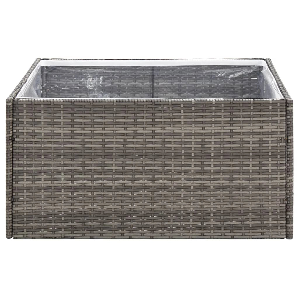 Fioriera rialzata per piante fiori terrazza giardino 80 x 80 x 40 cm resina intrecciata grigia 02_0037908