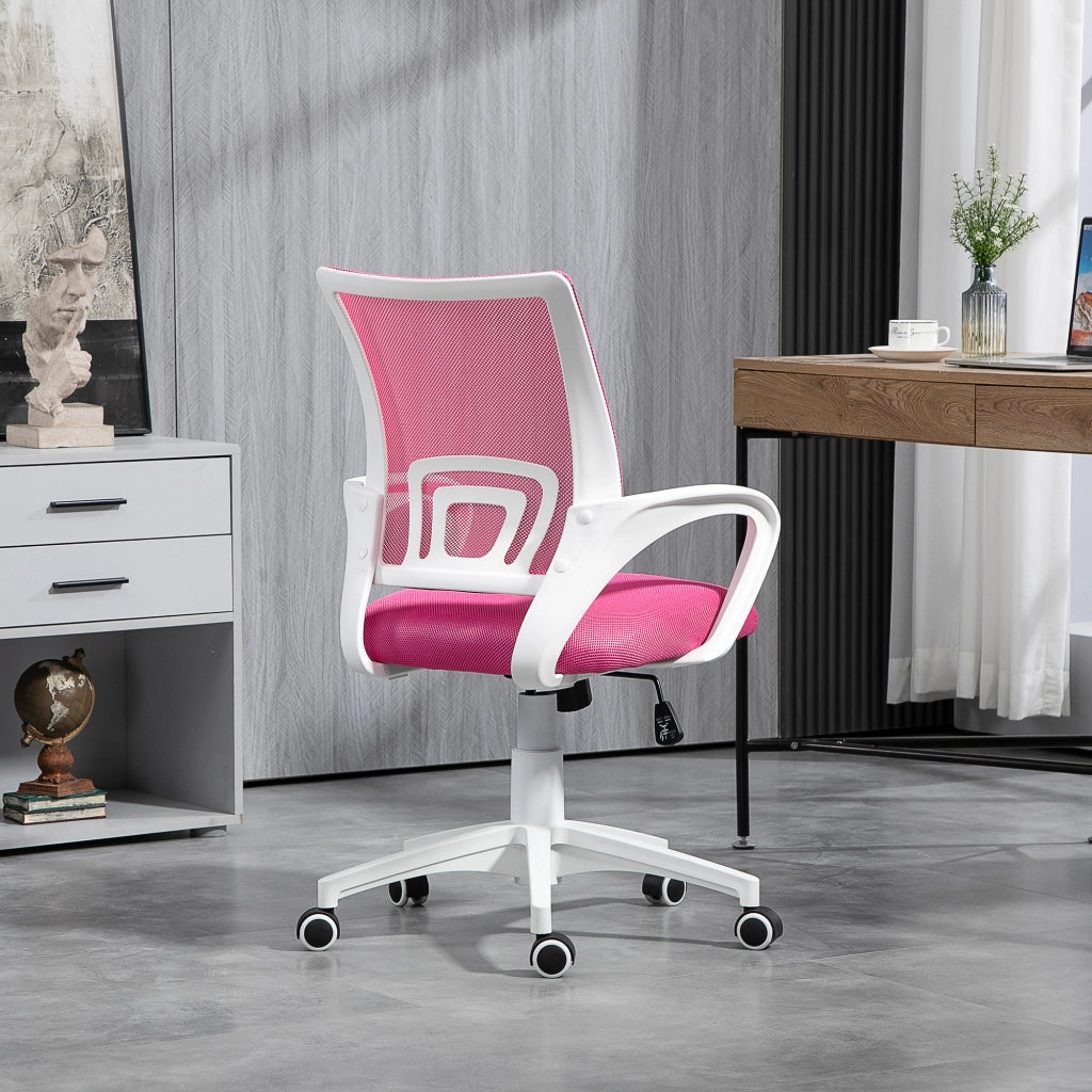 Sedia da ufficio girevole in rete con schienale regolabile e braccioli ¨C zephmum ¨C rosa