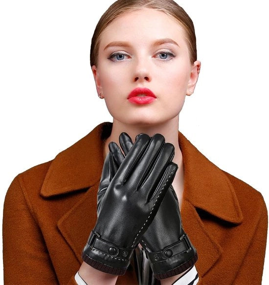 Manopole in pelle di lupo - Touchscreen compatibili - Super morbide e calde - Nero - Manopole invernali - Impermeabili e comode - Modello M - Winter Manopole