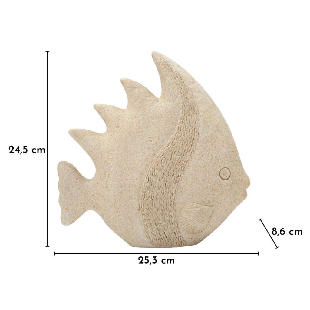 Scultura Pesce, Beige, Poliresina, 25,3x8,6x24,5 cm