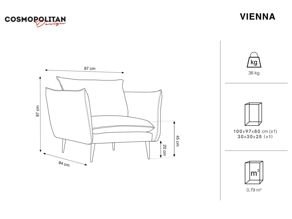Cosmopolitan Design - Poltrona "Vienna" in bouclé beige 