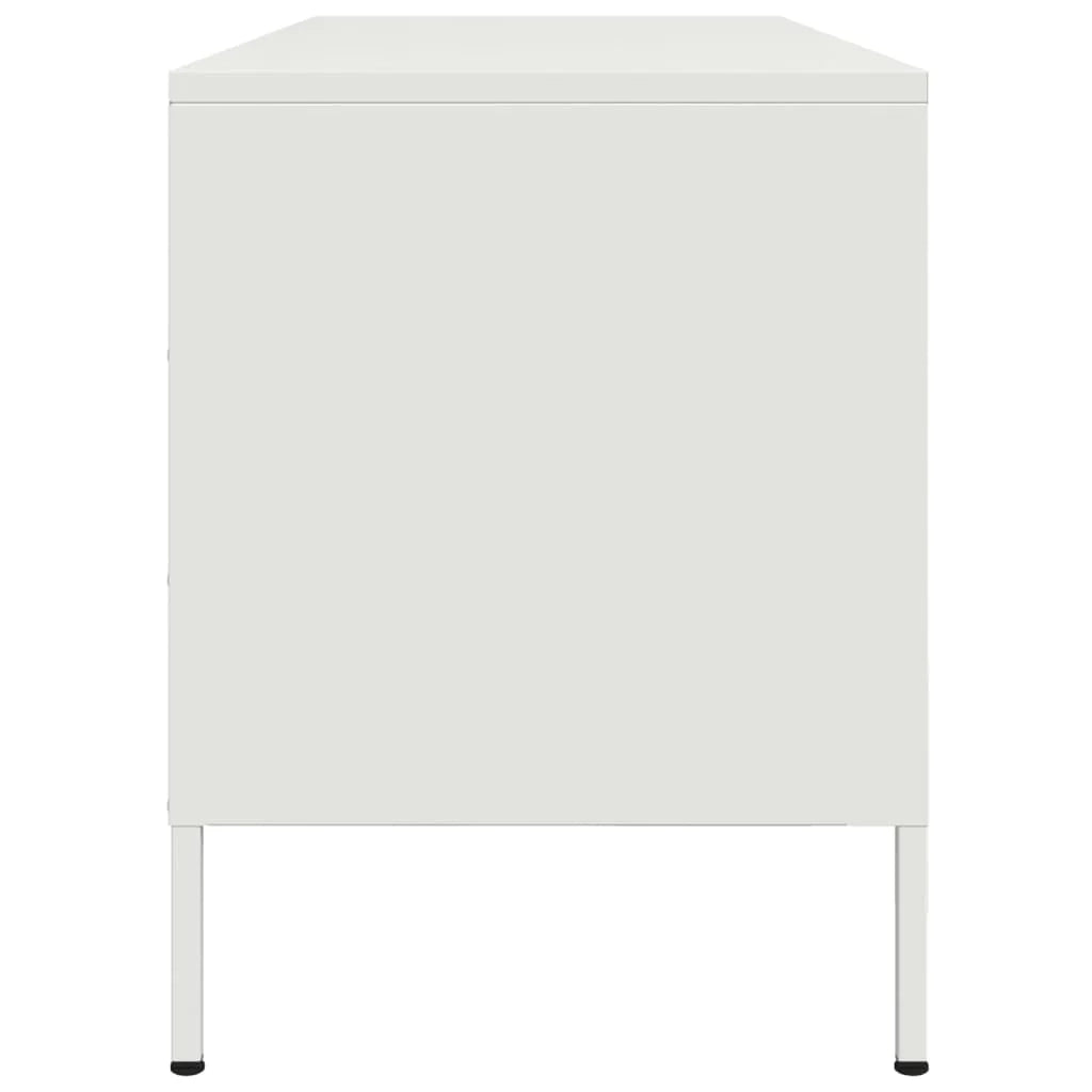 Mobile TV multimediale mensola TV credenza TV per sala da pranzo soggiorno camera da letto 100,5 x 39 x 50,5 cm acciaio bianco 02_0025543