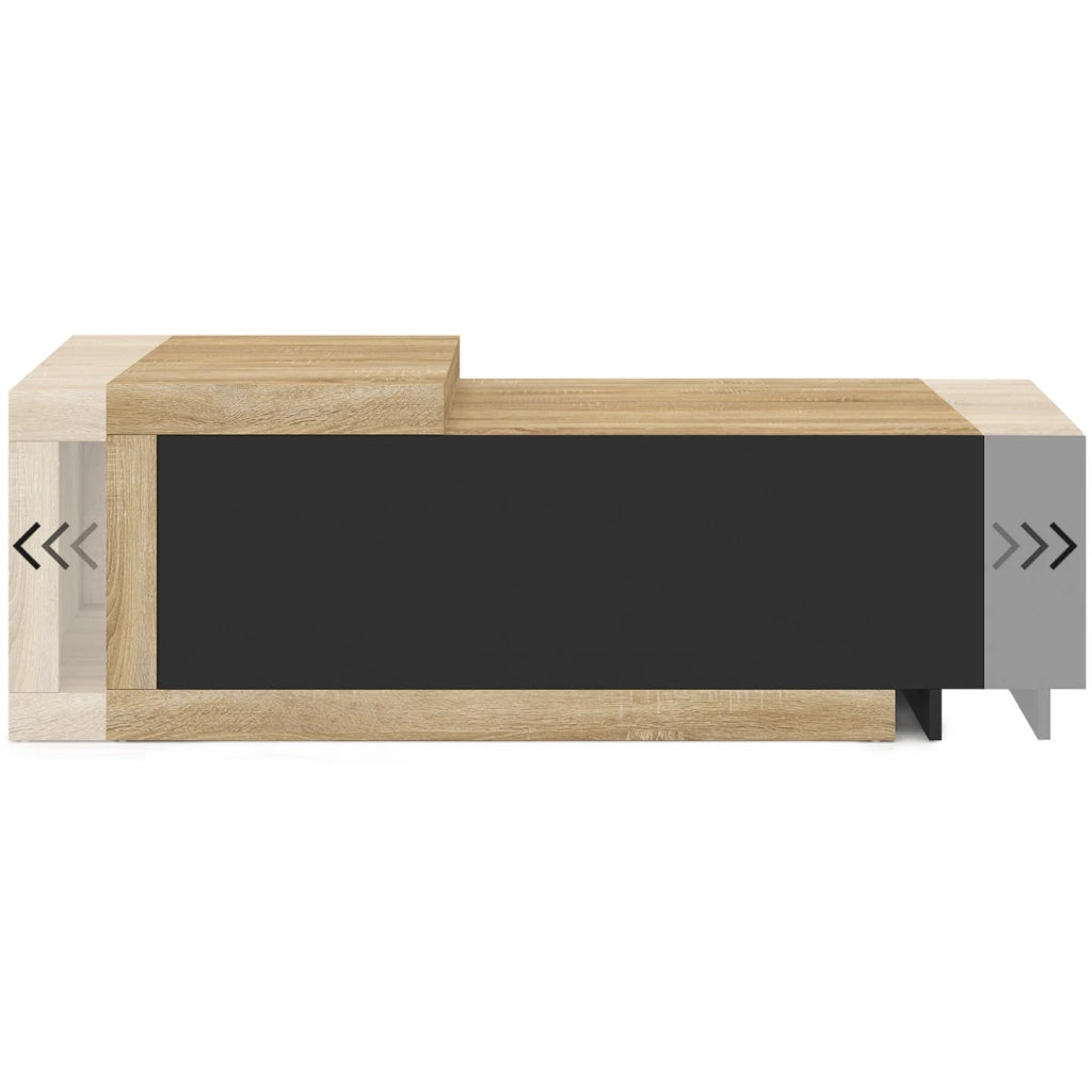 IDMarket - Tavolino RAPHAEL 100-130 cm, allungabile, 1 anta, legno e nero