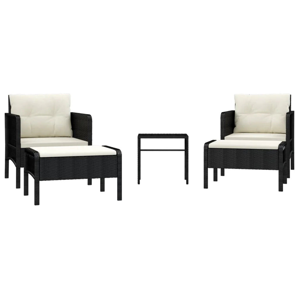 Set di mobili da giardino mobili da esterno 5 pezzi con cuscini resina intrecciata nera 02_0016422