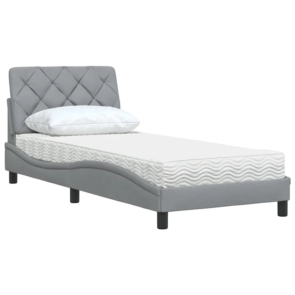 Letto con Materasso Grigio Chiaro 80x200 cm in Tessuto 3310699