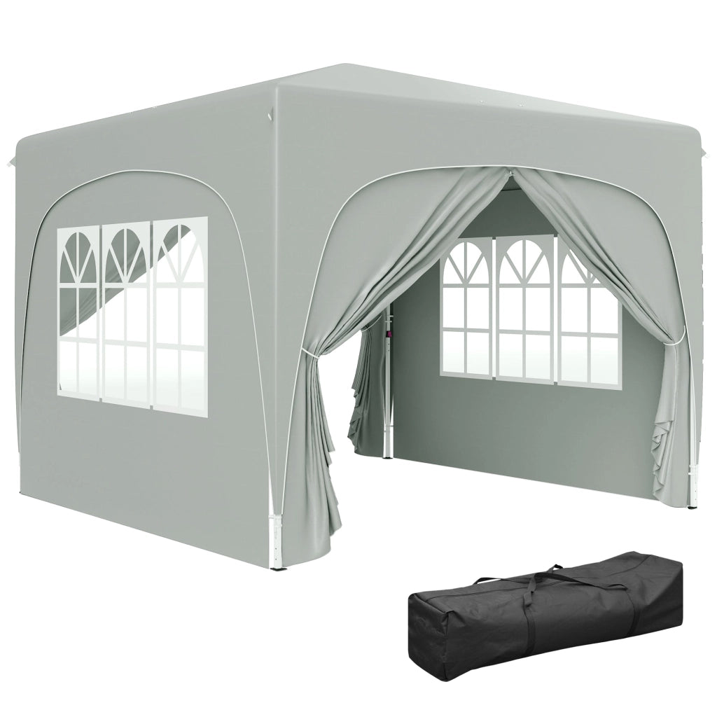 Gazebo da Giardino Pop-Up 300x300x273 cm Pieghevole con Altezza Regolabile e Protezione UPF50+ Grigio Chiaro