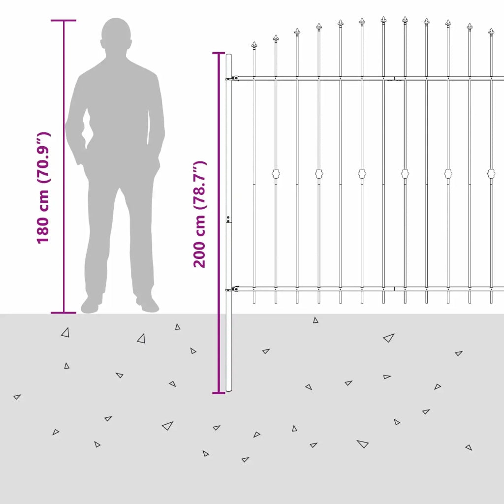 Recinzione da Giardino | Recinzione a punte Asten Nero 200 x 200 cm