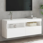 Mobile TV a Parete con Luci LED-Mobile TV a Muro Bianco 100x30x40 cm