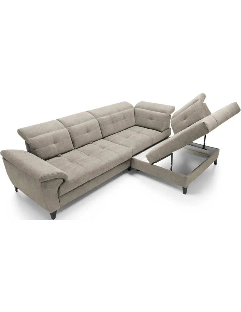Divano ad angolo Beige 5 posti angolo destro salotto familiare INFERNO