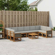 Set di divani da esterno 11 pz Naturale e Grigio Chiaro 3385587