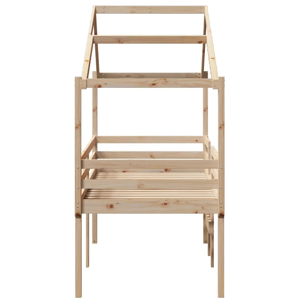 Letto a Soppalco con Tetto 80x200 cm in Legno di Pino 3282055