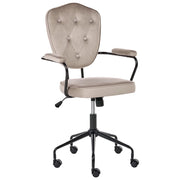 Sedia da ufficio in velluto tortora con seduta e schienale regolabili in altezza base completamente girevole stile glamour per l'ufficio domestico