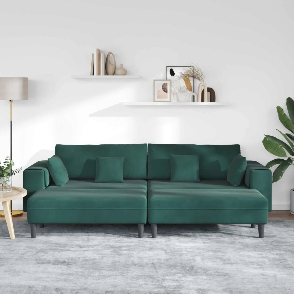 Divano 3 pcs Verde Scuro 250 x 188 x 76 cm Velluto 3335174