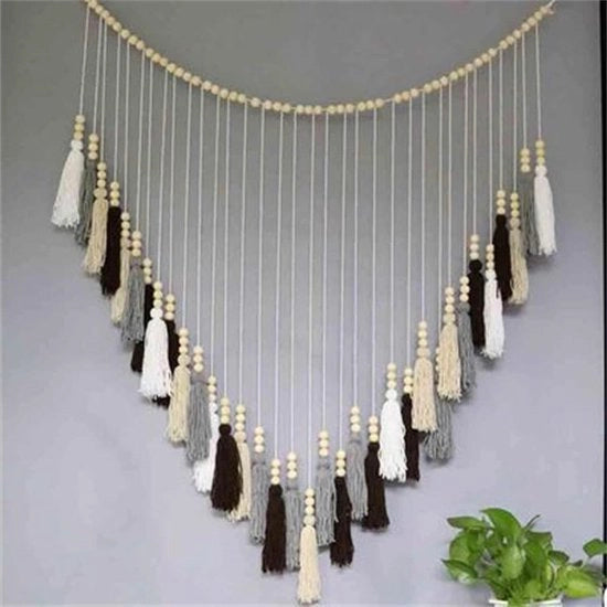 Grande decorazione per parete a macramé realizzata con corde di legno e setole - decorazione boho per parete naturale - tappeto per parete a macramé per decorazione di matrimoni (marrone) .