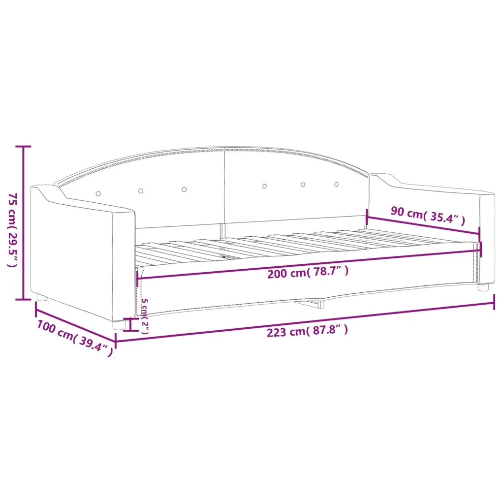 Letto da Giorno Crema 90x200 cm in Tessuto 354187