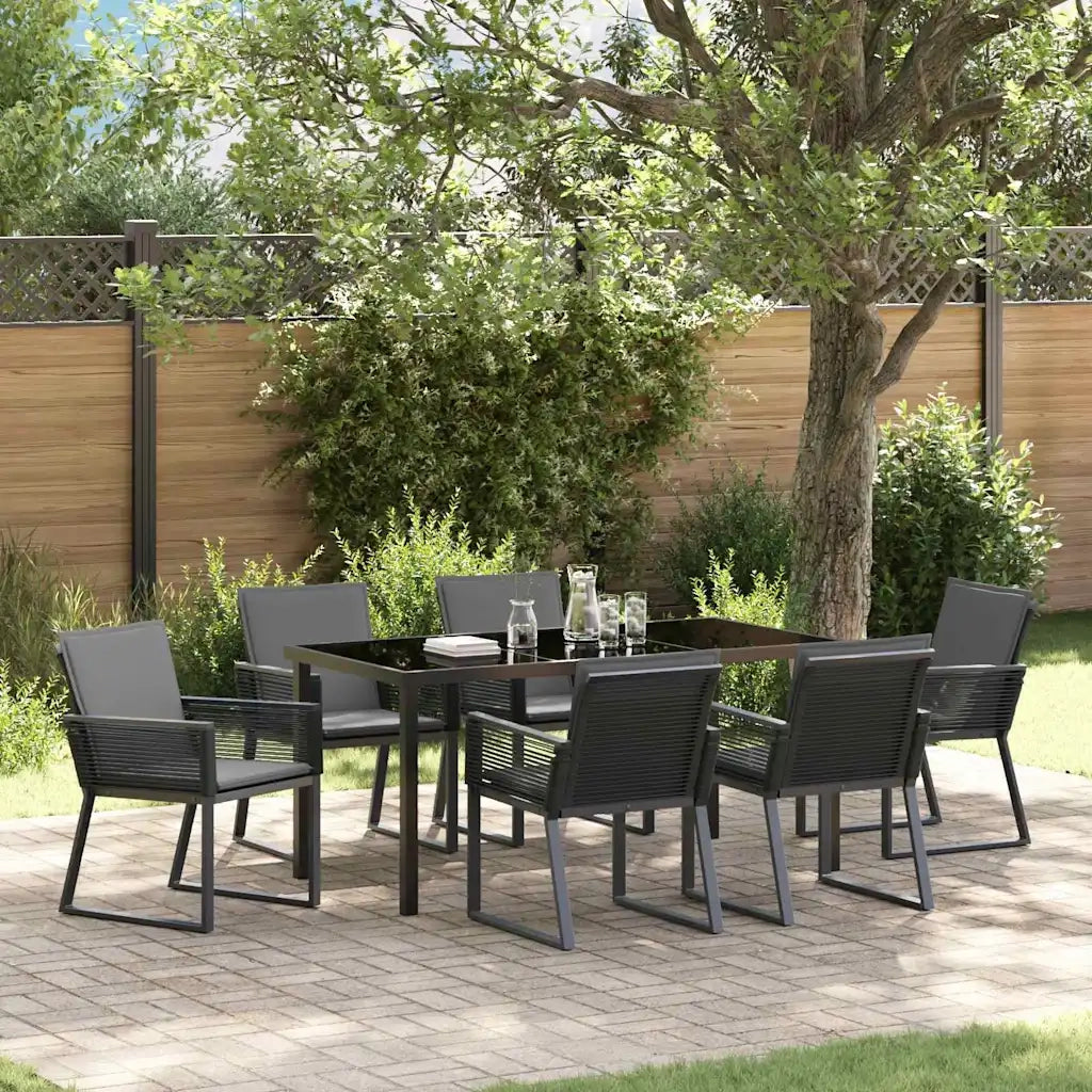 Set da Pranzo per Giardino 7 pcs Nero 3379321