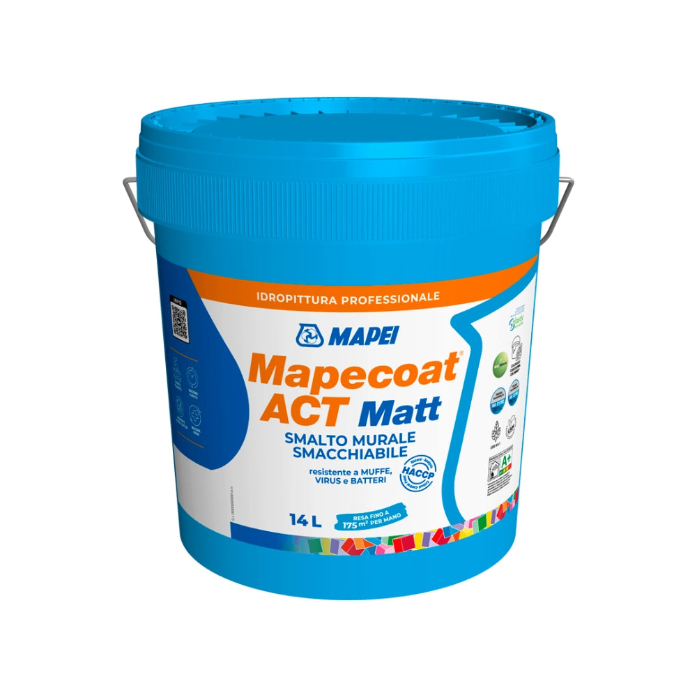 Mapei mapecoat act matt 14 l smalto murale interni smacchiabile anti muffa