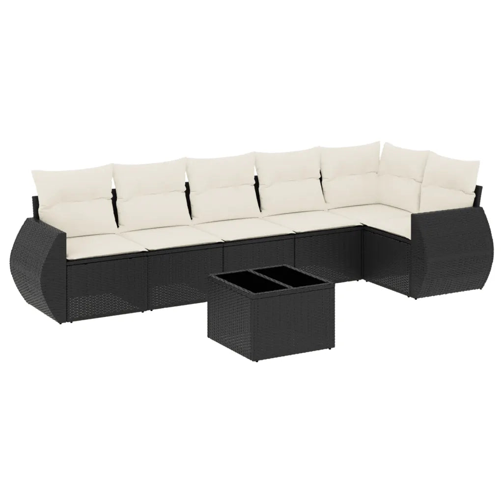 Set Divani da Giardino con Cuscini 7pz Nero Polyrattan 3253733