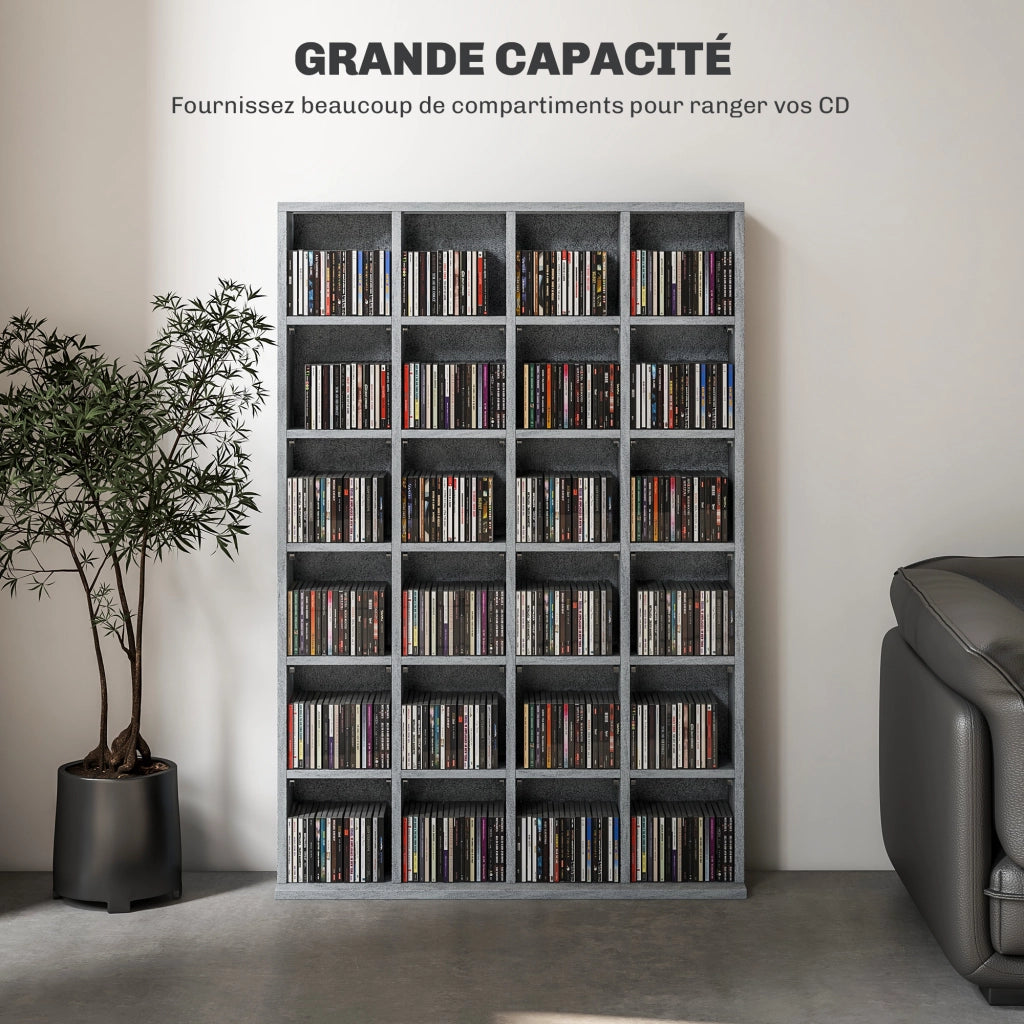 Libreria Multimediale in Legno con Ripiani Regolabili ¨C Minimal ¨C Grigio 89x130,5 cm