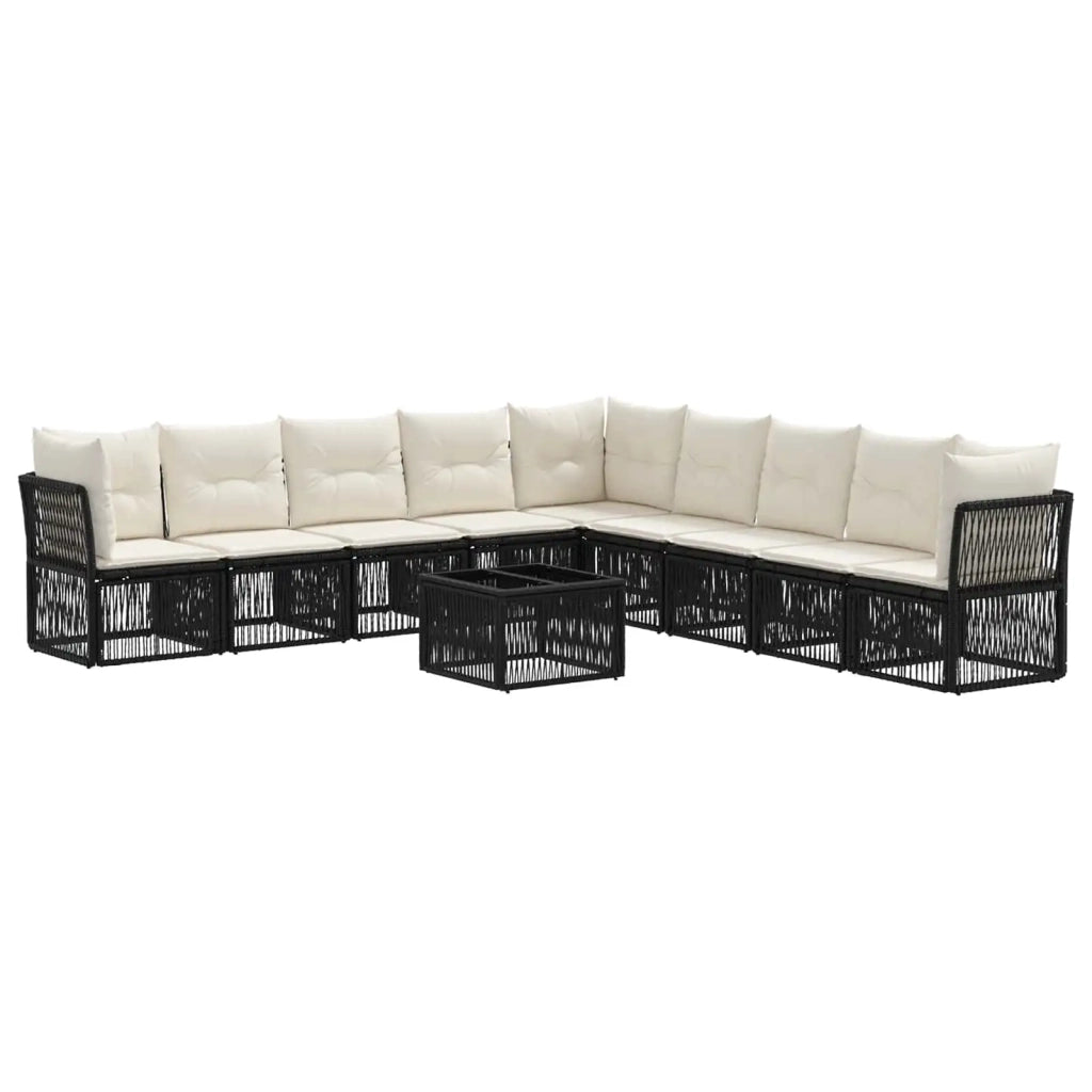 Set Divano da Giardino 10 pcs Nero polyrattan