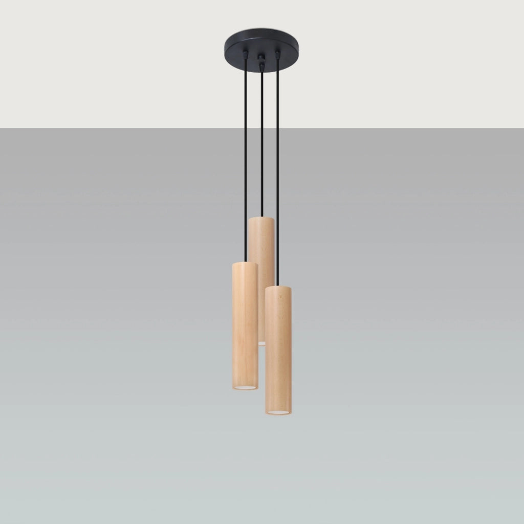 Lampadario CASANO Pure Lume 3 luci GU10 legno nero
