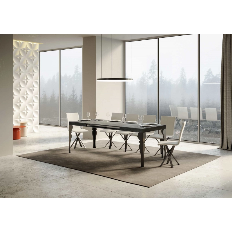 Tavolo allungabile 90x130/234 cm Paxon telaio Antracite - Cemento