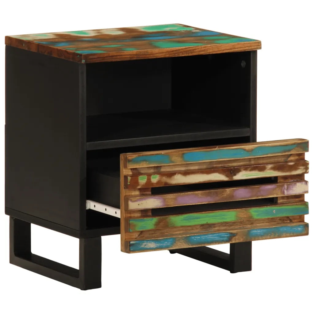 Comodini 2pz-Set di 2 Tavolino da notte 40x34x46 cm in Legno Massello di Recupero