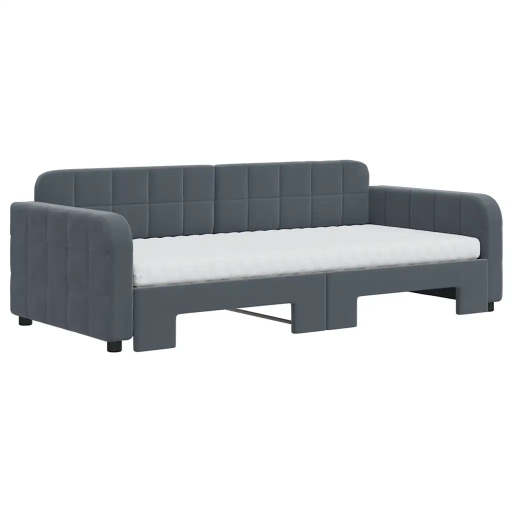 Divano Letto Estraibile Materassi Grigio Scuro 90x190cm Velluto