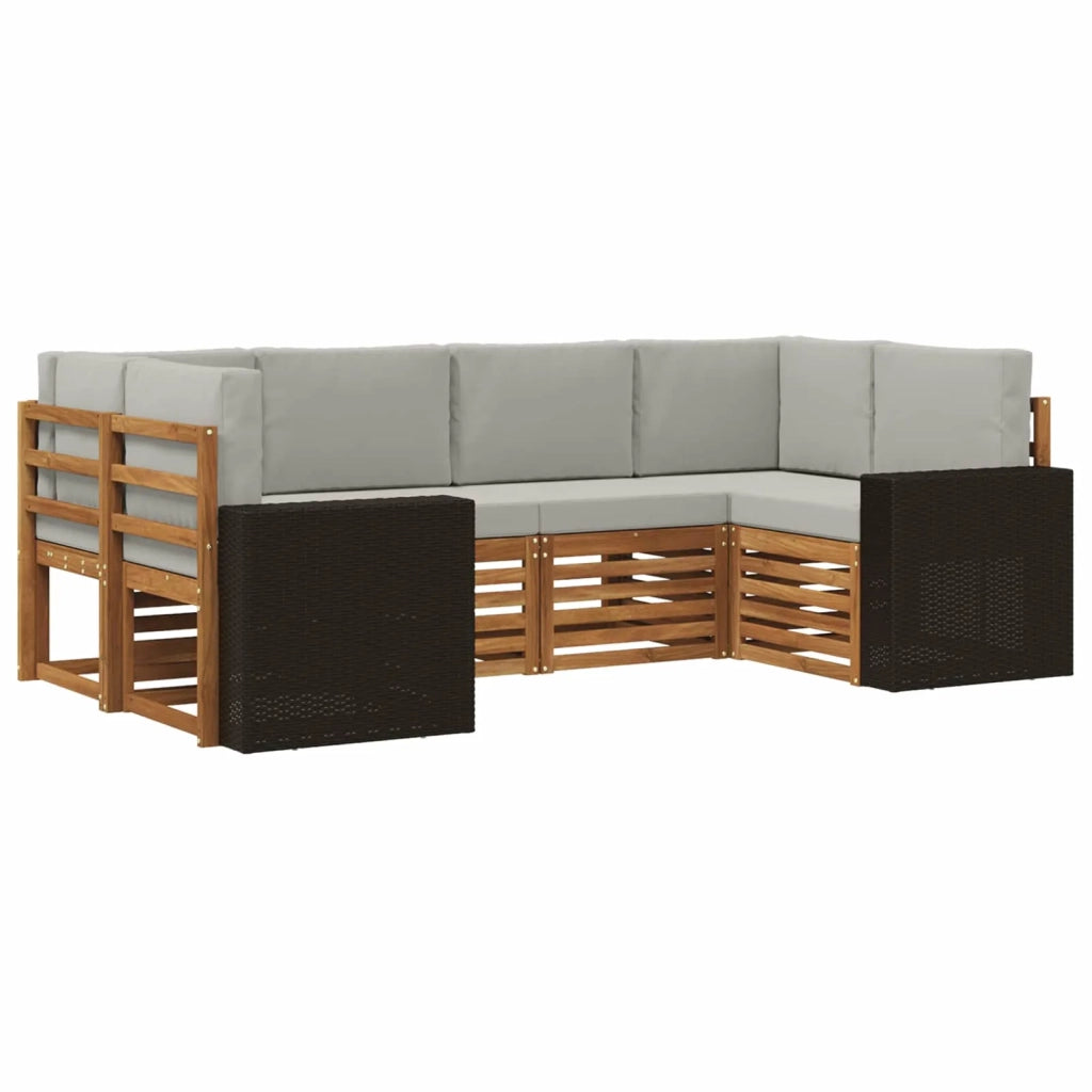 Set di divani da esterno 6 pcs Naturale e Grigio Chiaro 3384782