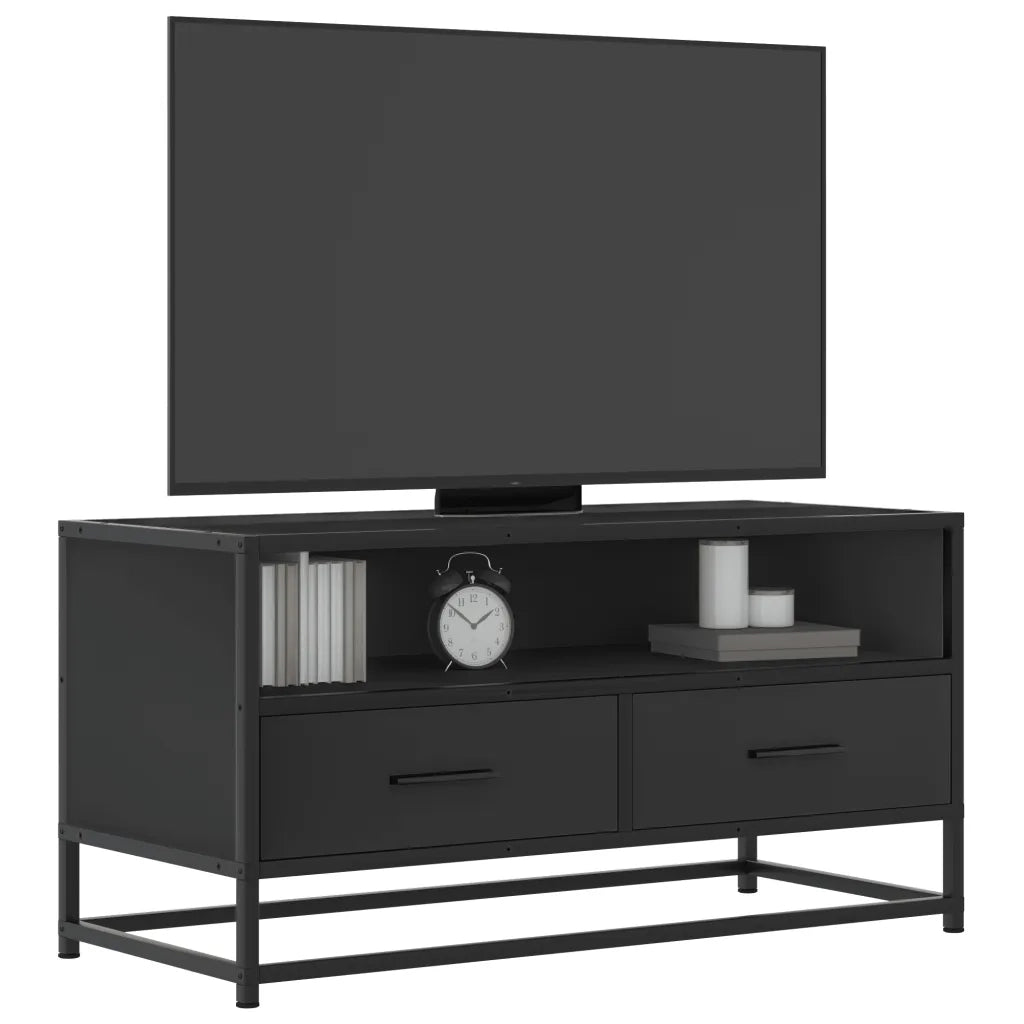 Mobile TV Nero 80x34,5x40 cm in Truciolato Metallo 848809