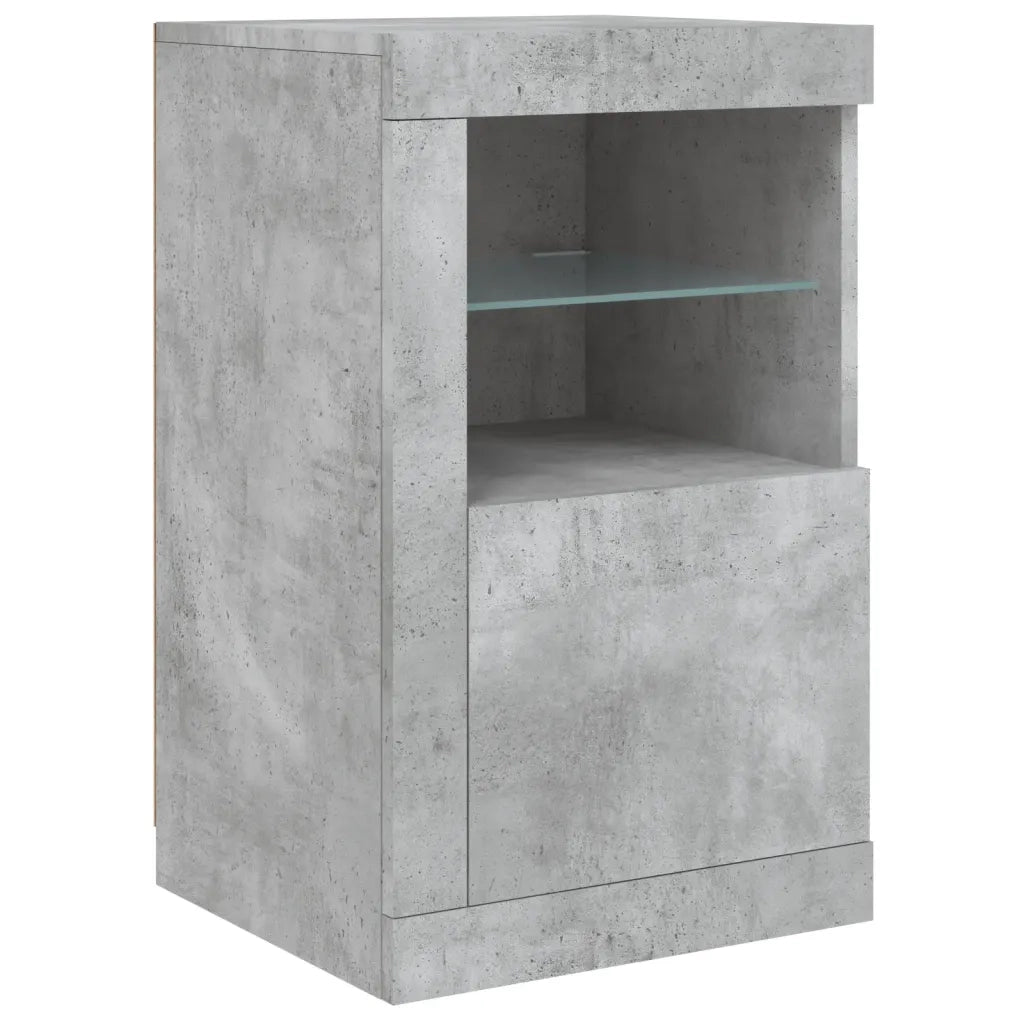 Credenza con Luci LED-Buffet-Armadio da cucina Grigio Cemento 163x37x67 cm