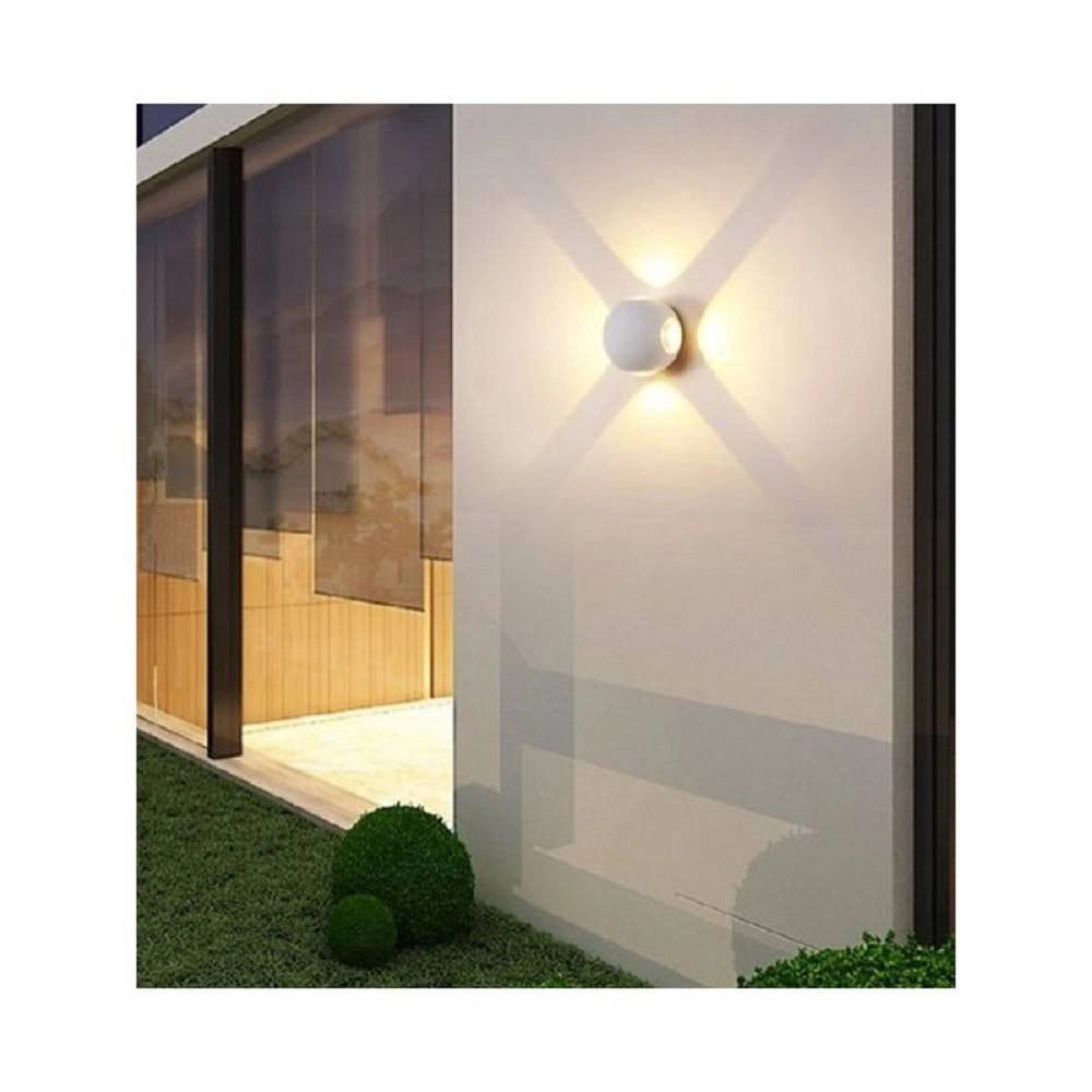 Trade Shop - Applique Muro A Sfera 4 Fasci Di Luce Esterno Bianco Luce 3000k 6000k 4000k Es58 -