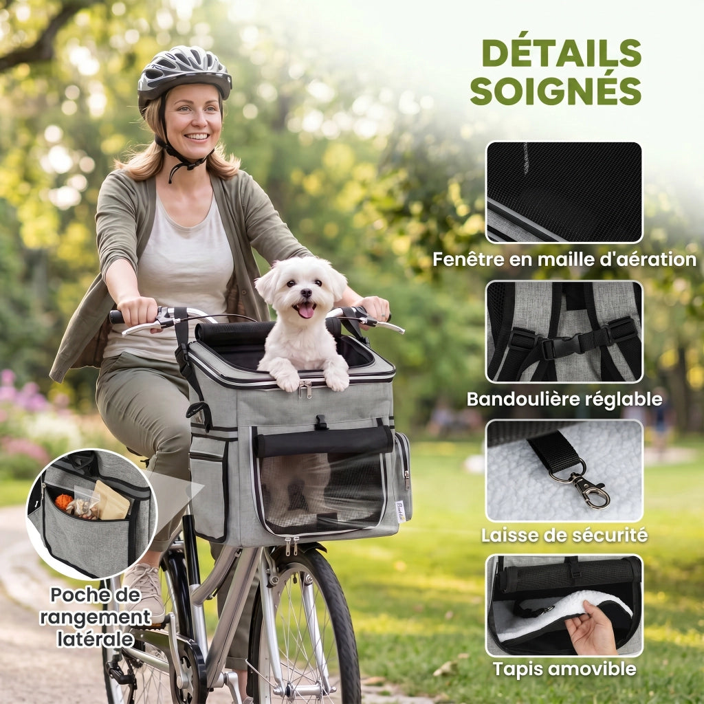Trasportino per Cani e Gatti da Bicicletta ¨C zephmum ¨C 33x26x35 cm, Grigio
