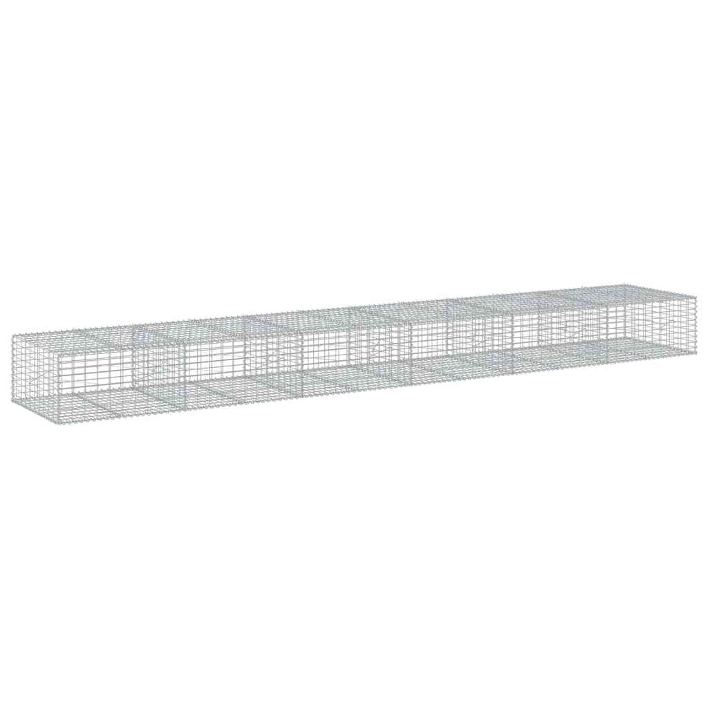 Gabbione recinto a gabbia muro di contenimento con coperchio 600 x 100 x 50 cm ferro zincato argento 02_0040182