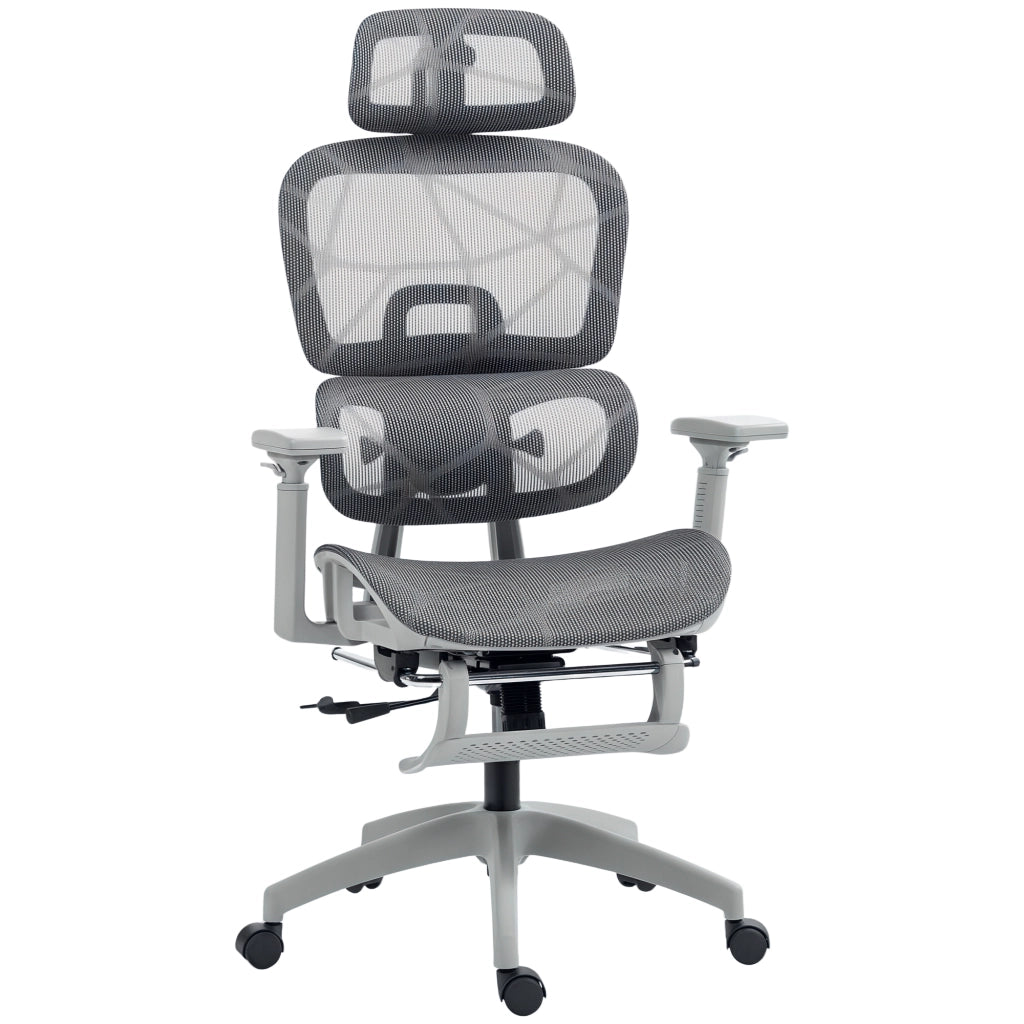 Sedia da ufficio ergonomica con schienale in rete e braccioli 3D ¨C zephmum ¨C grigio 66x64x122 cm