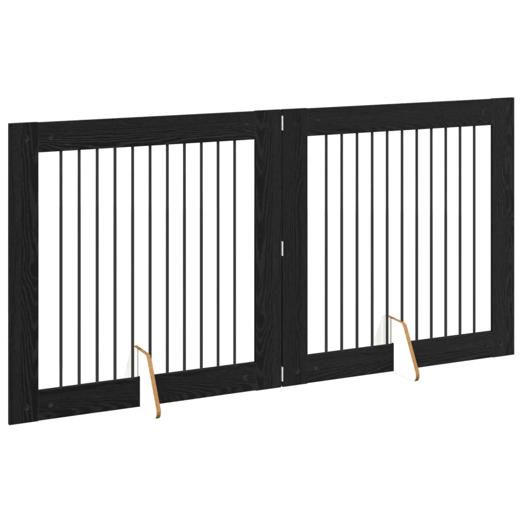 Cancello per cani con supporti 2 pz Rovere Nero 100 x 100 cm CFW5069508