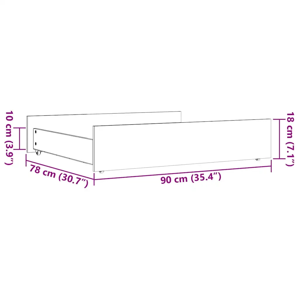 Cassetti per Letto 2pz Marrone Cera in Legno Massello di Pino 847168