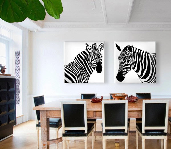ZEBRA sx - Stampa su tela Canvas montata su telaio in legno Misura: 100x100 cm