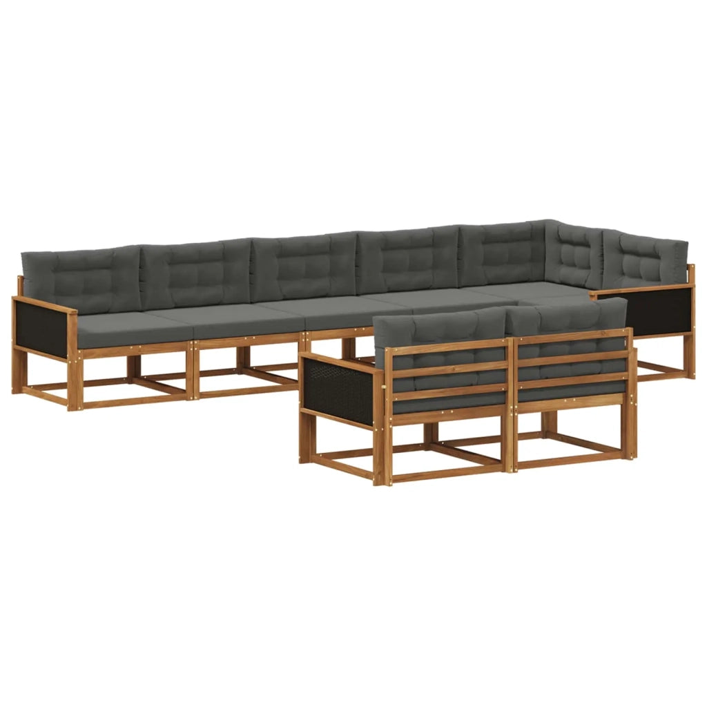 Set di divani da esterno con cuscino 8 pcs Naturale e Antracite 3382655