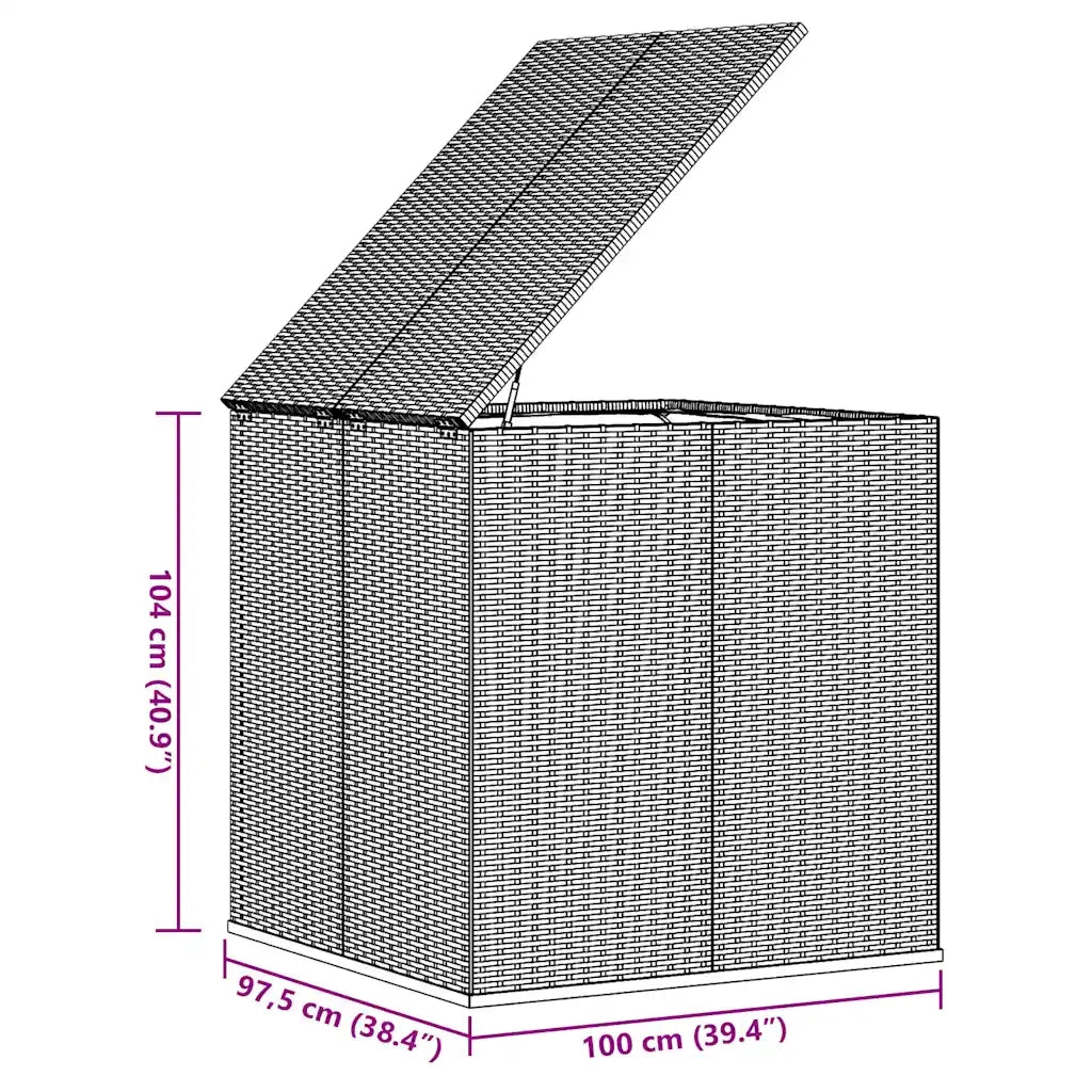 Contenitore da Giardino in Rattan PE 100x97,5x104 cm Nero CFW9706958