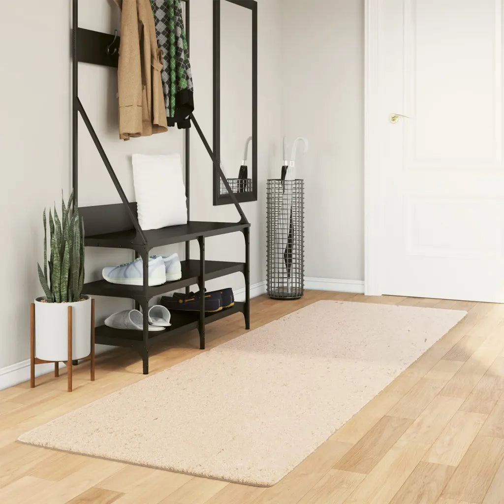 Tappeto a Pelo Corto HUARTE Morbido e Lavabile Beige 80x250 cm 375016