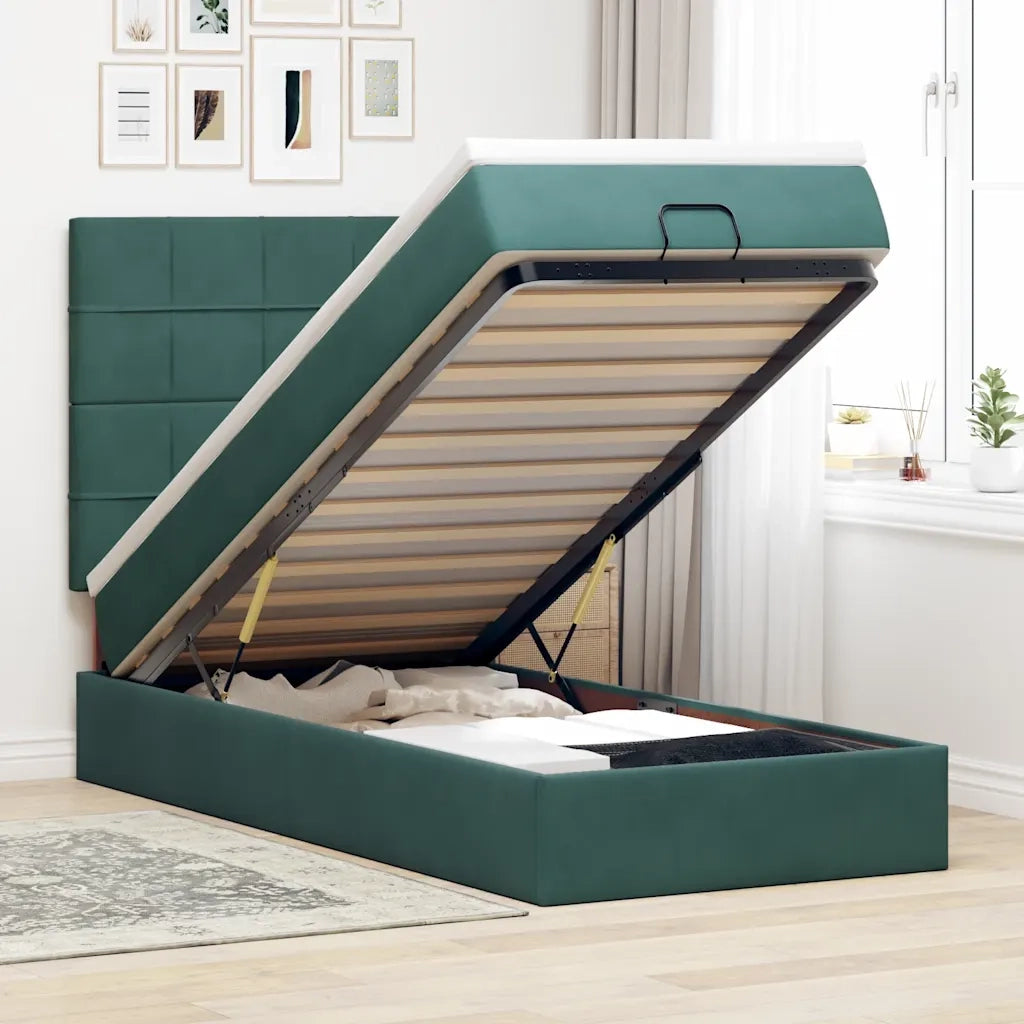 vidaXL Struttura Letto Pouf con Materassi 90x200 cm in Velluto