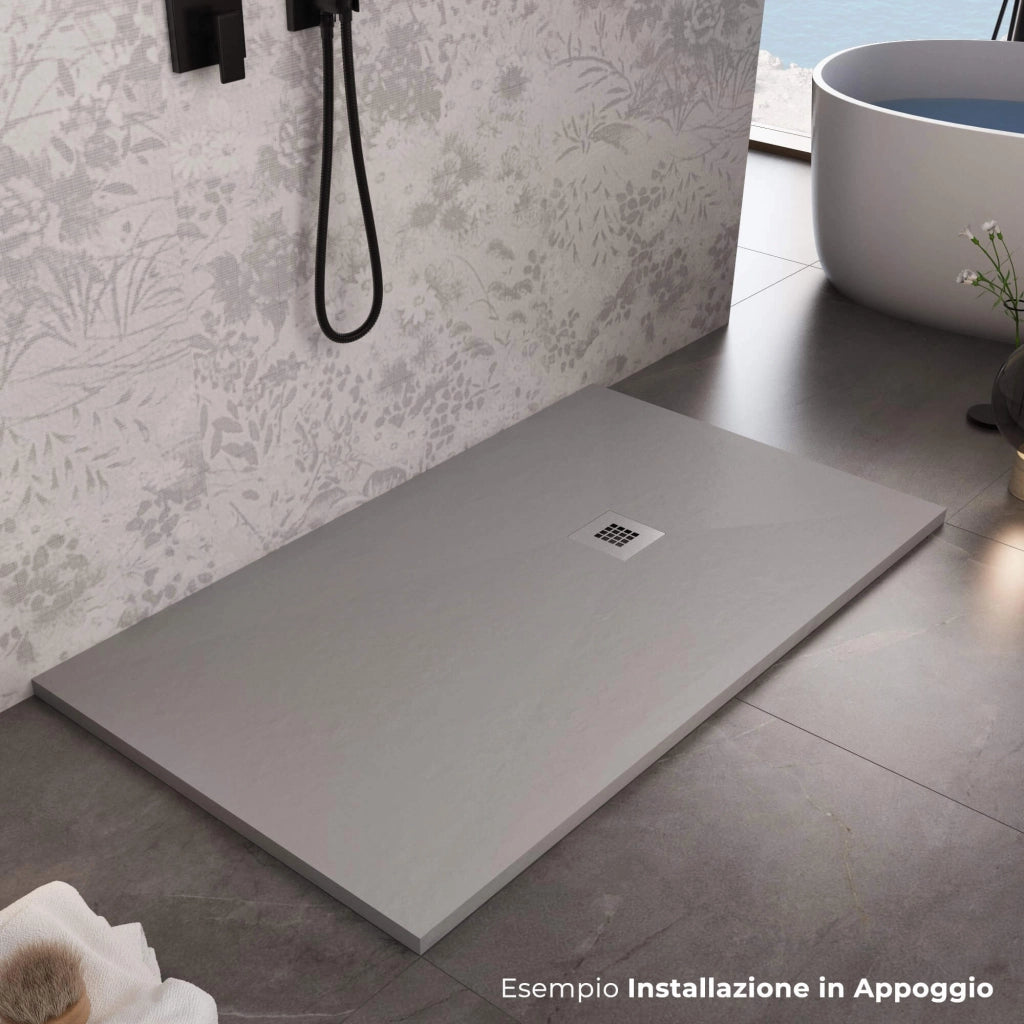 Piatto Doccia in Pietra 75x75 cm Bonussi Ardesia Everest Grigio Chiaro