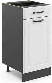 Mobiletto base per cucina R-Line, Bianco casa di campagna, 40 cm senza piano di lavoro, per la libera combinazione all'interno di sistemi cucina modulari